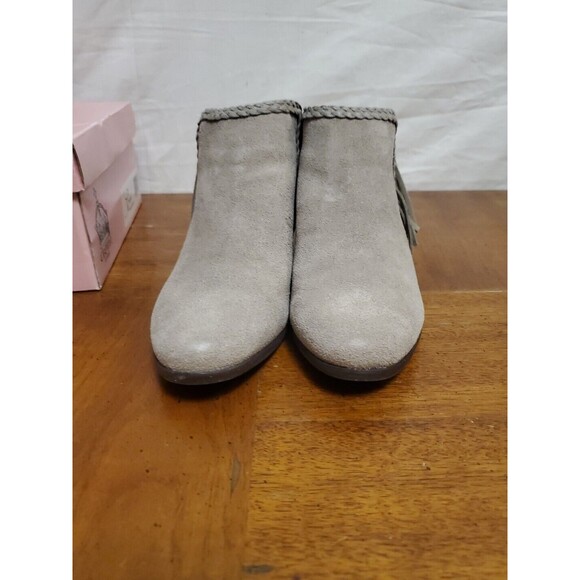 Crown Vintage Tammy Taupe Beige Fringe Suede Bootie Boots Shoes Size 7 - Picture 7 of 8